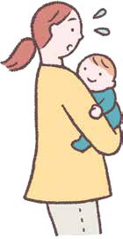 赤ちゃんを抱えるお母さん