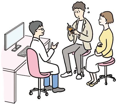 医師に質問する夫婦