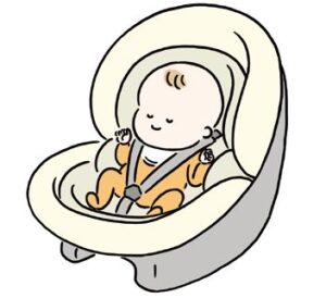 チャイルドシートで眠る赤ちゃん